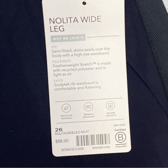 NWT Athleta Nolita Wide Leg Pant Navy Blue Size 26 - Picture 11 of 13